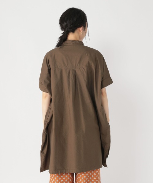 studio CLIP(スタディオクリップ)の「製品染めオックス半袖ワンピース(シャツワンピース・レディース・ブラウン/ネイビー/ピンク・FREE)」の9枚目の写真