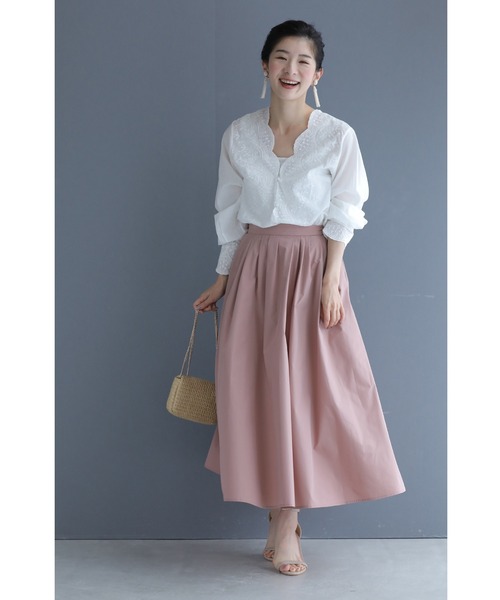 cawaii(カワイイ)の「レース刺繍の前開きスカラップブラウストップス(シャツ/ブラウス・レディース・ホワイト・FREE)」の2枚目の写真