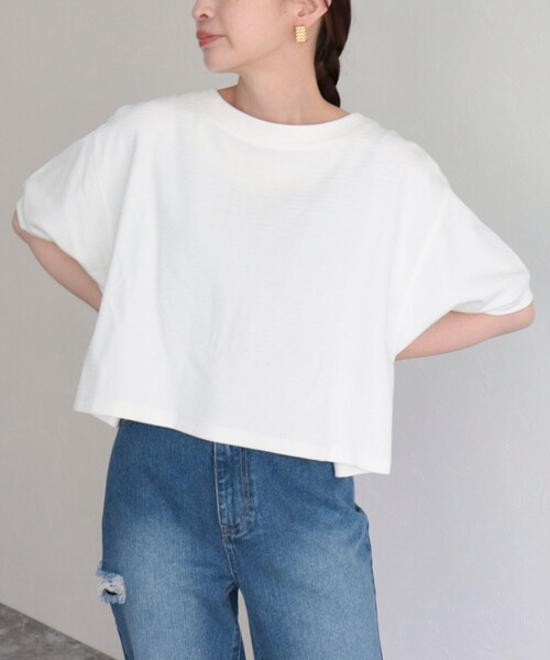 fredy emue(フレディエミュ)の「ラッセルクロップド丈半袖プルオーバー(Tシャツ/カットソー・レディース・イエロー/オフホワイト/ベージュ/チャコールグレー・38)」の13枚目の写真