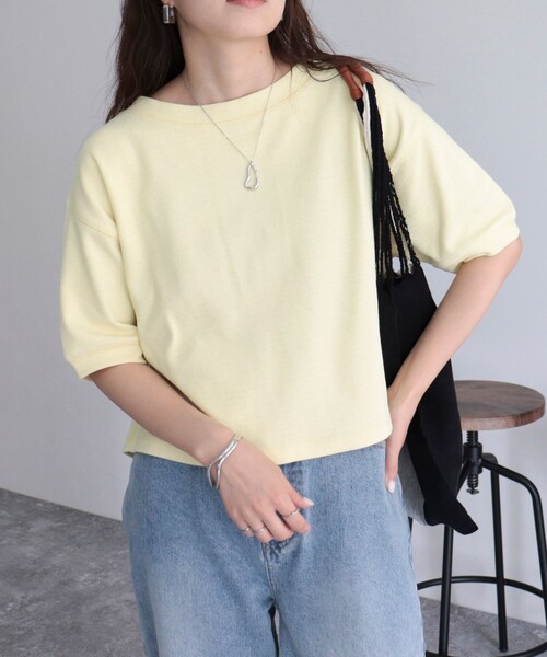 fredy emue(フレディエミュ)の「ラッセルクロップド丈半袖プルオーバー(Tシャツ/カットソー・レディース・イエロー/オフホワイト/ベージュ/チャコールグレー・38)」の22枚目の写真
