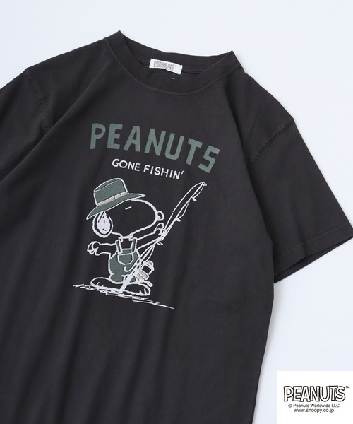 PEANUTS(ピーナッツ)の「LUMBER スヌーピー プリントTシャツ 半袖(Tシャツ/カットソー・レディース・チャコール/ベージュ/オレンジ/ネイビー/オレンジ系/グレー系1/ベージュ系/グリーン系/グレー系/ナチュラル/チャコールグレー/ホワイト系/カーキ/アイボリー/アイボリー系1/アイボリー系/グレー系3/カーキ系/グレー系2/アイボリー系2/オレンジ系1・S/M/L)」の9枚目の写真