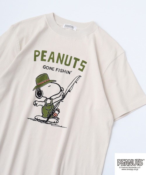 PEANUTS(ピーナッツ)の「LUMBER スヌーピー プリントTシャツ 半袖(Tシャツ/カットソー・レディース・チャコール/ベージュ/オレンジ/ネイビー/オレンジ系/グレー系1/ベージュ系/グリーン系/グレー系/ナチュラル/チャコールグレー/ホワイト系/カーキ/アイボリー/アイボリー系1/アイボリー系/グレー系3/カーキ系/グレー系2/アイボリー系2/オレンジ系1・S/M/L)」の14枚目の写真