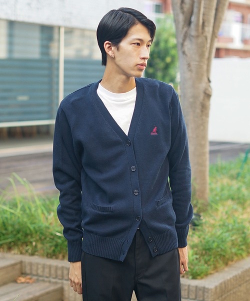 KANGOL(カンゴール)の「【KANGOL/カンゴール】スクールカーディガン 制服 高校生 中学生 JK DK ユニセックス コットン100% ロゴ刺繍 ワンポイント(カーディガン/ボレロ・メンズ・ブラック/グレー/ベージュ/ネイビー・LARGE/MEDIUM)」の4枚目の写真
