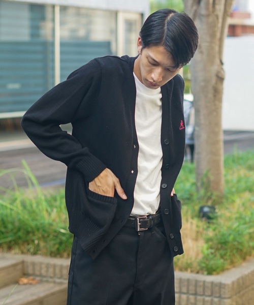 KANGOL(カンゴール)の「【KANGOL/カンゴール】スクールカーディガン 制服 高校生 中学生 JK DK ユニセックス コットン100% ロゴ刺繍 ワンポイント(カーディガン/ボレロ・メンズ・ブラック/グレー/ベージュ/ネイビー・LARGE/MEDIUM)」の8枚目の写真