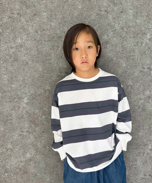 先染めボーダー オーバーサイズ ボーダー 長袖Tシャツ（Tシャツ