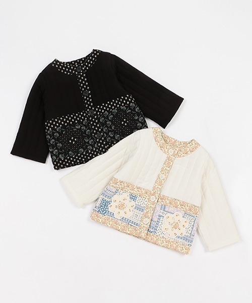 petit main（プティマイン）の「パッチワークジャケット（ブルゾン・キッズ・ブラック/オフホワイト・M/L/S）」の11枚目の写真