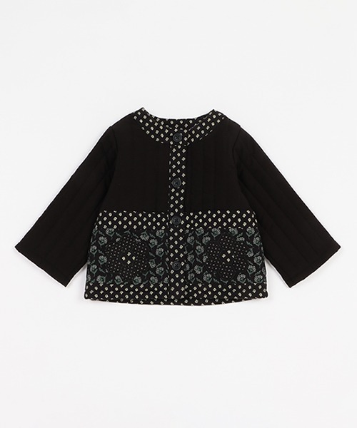 petit main（プティマイン）の「パッチワークジャケット（ブルゾン・キッズ・ブラック/オフホワイト・M/L/S）」の3枚目の写真