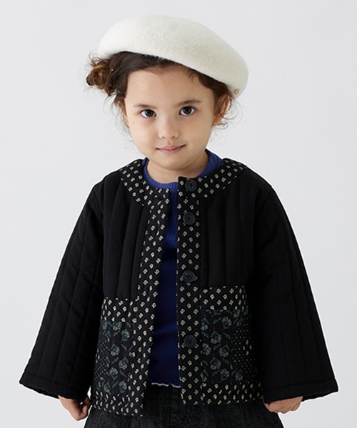 petit main（プティマイン）の「パッチワークジャケット（ブルゾン・キッズ・ブラック/オフホワイト・M/L/S）」の13枚目の写真