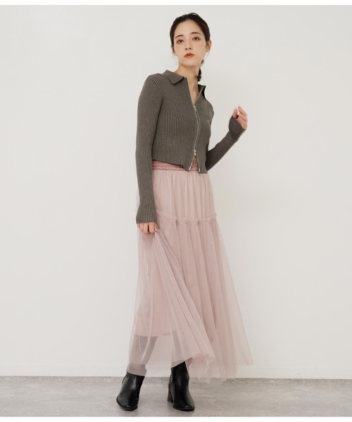 ANAP（アナップ）の「ラメ糸ダブルジップリブニットトップス【セットアップ対応】（ニット/セーター・レディース・ダークグレー/ブルー/アイボリー/ブラック/テラコッタ・FREE）」の15枚目の写真