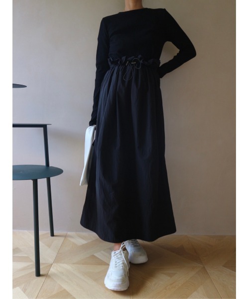 TRUNC(トランクエイティーエイト)の「Nylon Combi Long Sleeve Dress(ワンピース・レディース・マルチ/ブラック・FREE)」の3枚目の写真