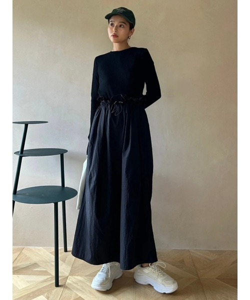 TRUNC(トランクエイティーエイト)の「Nylon Combi Long Sleeve Dress(ワンピース・レディース・マルチ/ブラック・FREE)」の4枚目の写真