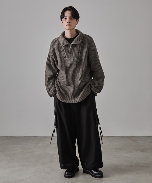 CLEL（クレイル）の「【CLEL】Volume Melange Half Zip Knit/ボリュームメランジ ハーフジップニット（ニット/セーター・メンズ・ブラック/グレイッシュベージュ/ライトグレー/ブラウン/ネイビー/チャコールグレー・S/M/L/XS）」の20枚目の写真