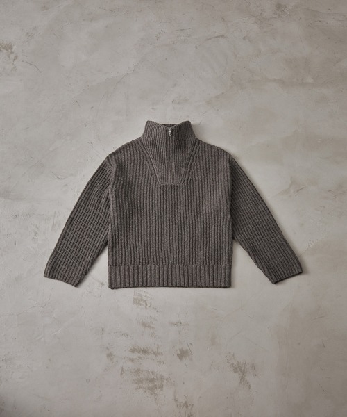 CLEL】Volume Melange Half Zip Knit/ボリュームメランジ ハーフ