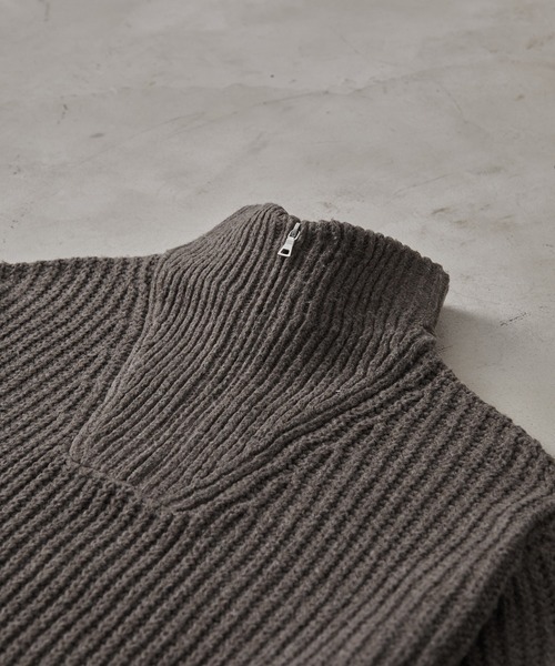 CLEL（クレイル）の「【CLEL】Volume Melange Half Zip Knit/ボリュームメランジ ハーフジップニット（ニット/セーター・メンズ・ブラック/グレイッシュベージュ/ライトグレー/ブラウン/ネイビー/チャコールグレー・S/M/L/XS）」の11枚目の写真