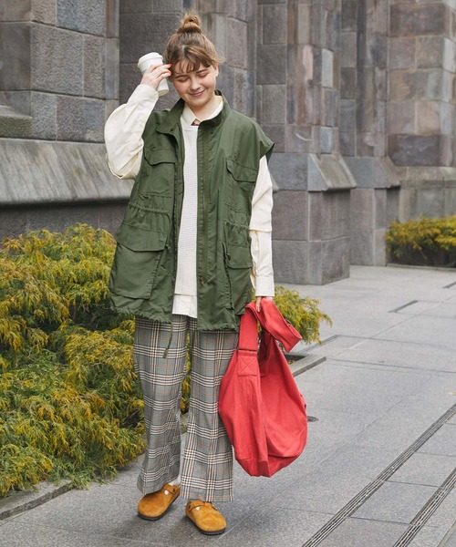 【美品】Santaku ナイロンベスト グリーン×ホワイト Fサイズ　カーキ 大きいサイズ 綿混脇異素材切替5分袖カットソーチュニック 通販