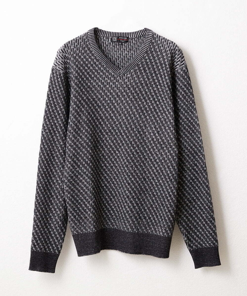 MK MICHEL KLEIN HOMME (エムケーミッシェルクランオム)の「Vネックニット / ツイルへリンボン(ニット/セーター・メンズ・チャコールグレー/ブラック/ライトグレー/ボルドー・51/48/46)」の3枚目の写真