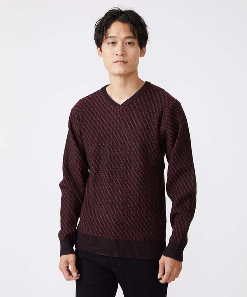MK MICHEL KLEIN HOMME (エムケーミッシェルクランオム)の「Vネックニット / ツイルへリンボン(ニット/セーター・メンズ・チャコールグレー/ブラック/ライトグレー/ボルドー・51/48/46)」の4枚目の写真
