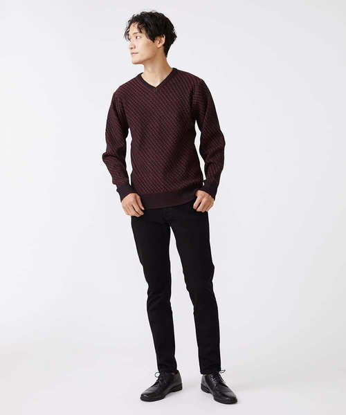 MK MICHEL KLEIN HOMME (エムケーミッシェルクランオム)の「Vネックニット / ツイルへリンボン(ニット/セーター・メンズ・チャコールグレー/ブラック/ライトグレー/ボルドー・51/48/46)」の5枚目の写真