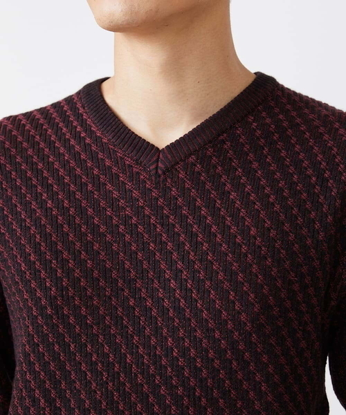 MK MICHEL KLEIN HOMME (エムケーミッシェルクランオム)の「Vネックニット / ツイルへリンボン(ニット/セーター・メンズ・チャコールグレー/ブラック/ライトグレー/ボルドー・51/48/46)」の8枚目の写真