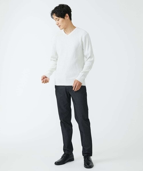 MK MICHEL KLEIN HOMME (エムケーミッシェルクランオム)の「Vネックニット / ツイルへリンボン(ニット/セーター・メンズ・チャコールグレー/ブラック/ライトグレー/ボルドー・51/48/46)」の13枚目の写真