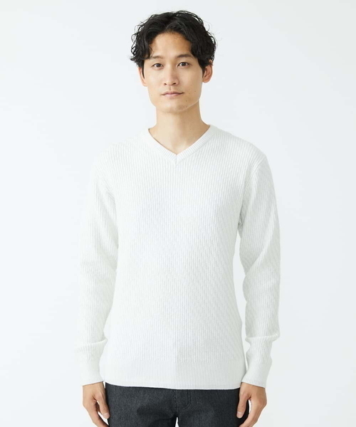 MK MICHEL KLEIN HOMME (エムケーミッシェルクランオム)の「Vネックニット / ツイルへリンボン(ニット/セーター・メンズ・チャコールグレー/ブラック/ライトグレー/ボルドー・51/48/46)」の14枚目の写真