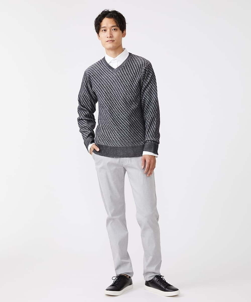 MK MICHEL KLEIN HOMME (エムケーミッシェルクランオム)の「Vネックニット / ツイルへリンボン(ニット/セーター・メンズ・チャコールグレー/ブラック/ライトグレー/ボルドー・51/48/46)」の22枚目の写真