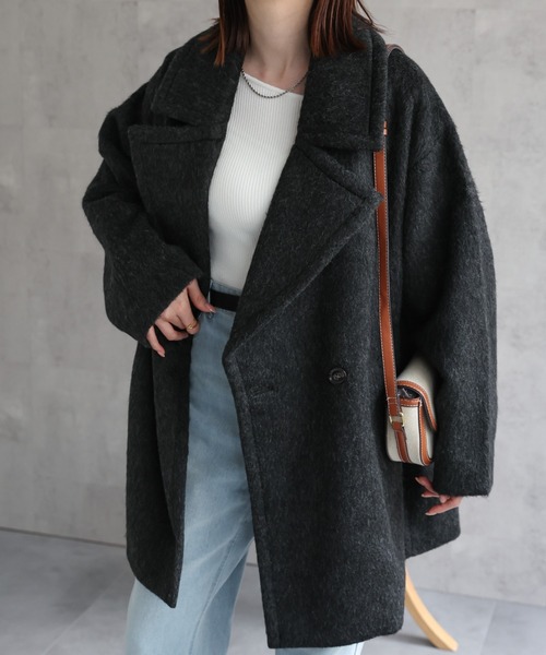美品 RADIAET ラディエイト シャギー Aライン ピーコート アウター Aラインコート｜BIGI online store - ビギ オンラインストア