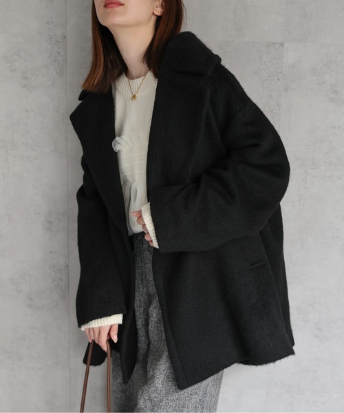 クロシェ　ジャギーピーコート　アウター クロシェ ジャギーピーコート アウター moment+ ピーコート p