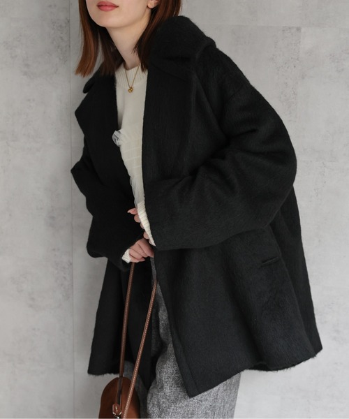 セール】ミドル丈 シャギーピーコート（ピーコート