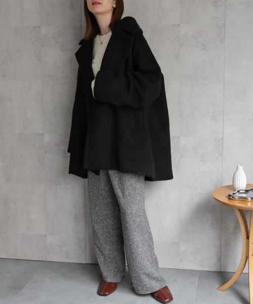 セール】ミドル丈 シャギーピーコート（ピーコート