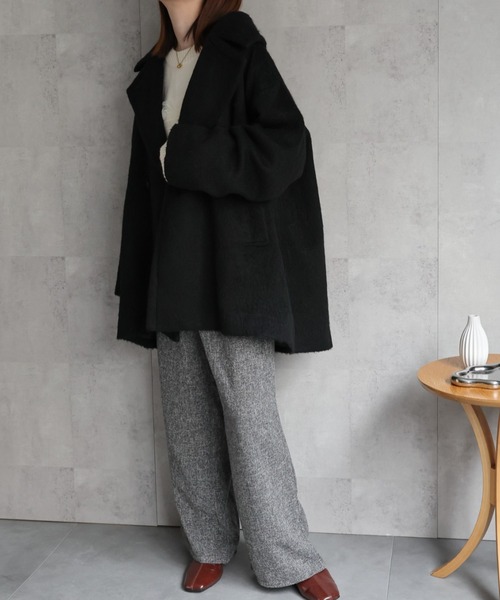 新品タグ付き★リブドロワ★　シャギーミドルコート　グレージュ　ピーコート シーズンムードを高める】シャギーミドルコート | RIVE DROITE