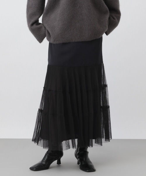 A part by(アパートバイ)の「チュールキリカエスカート(スカート・レディース・ブラック/ベージュ・MEDIUM/SMALL)」の6枚目の写真