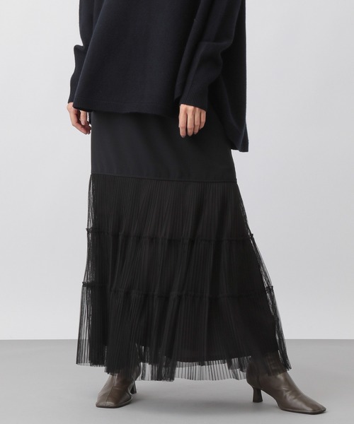 A part by(アパートバイ)の「チュールキリカエスカート(スカート・レディース・ブラック/ベージュ・MEDIUM/SMALL)」の5枚目の写真