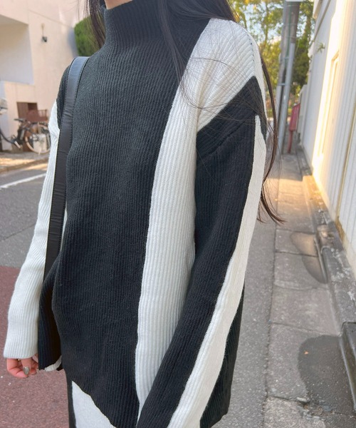 ジュエローブ Jewelobe アシメバイカラーニットセットアップ （グレー） ジュエローブ Jewelobe アシメバイカラーニットセットアップ