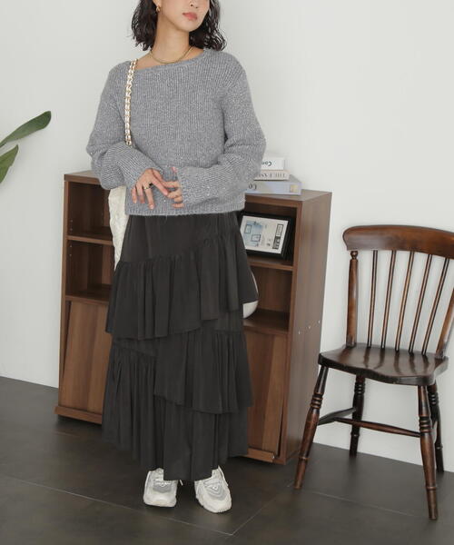 FREE'S MART（フリーズマート）の「◆スパンコールボートネックショート丈ニット（ニット/セーター・レディース・ホワイト/ブルー/グレー・FREE）」の17枚目の写真