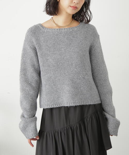 FREE'S MART（フリーズマート）の「◆スパンコールボートネックショート丈ニット（ニット/セーター・レディース・ホワイト/ブルー/グレー・FREE）」の19枚目の写真