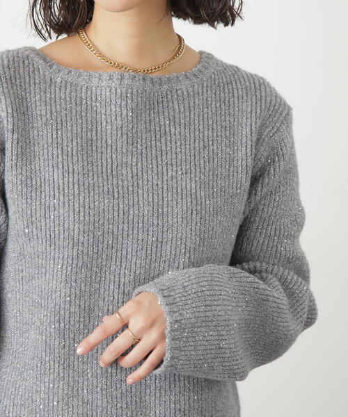 FREE'S MART（フリーズマート）の「◆スパンコールボートネックショート丈ニット（ニット/セーター・レディース・ホワイト/ブルー/グレー・FREE）」の21枚目の写真