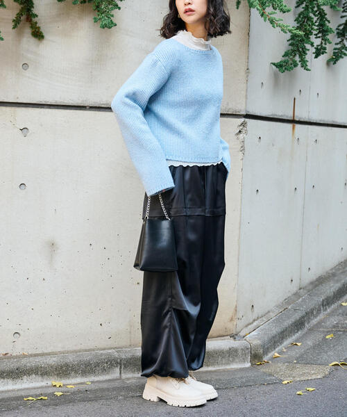 FREE'S MART（フリーズマート）の「◆スパンコールボートネックショート丈ニット（ニット/セーター・レディース・ホワイト/ブルー/グレー・FREE）」の5枚目の写真