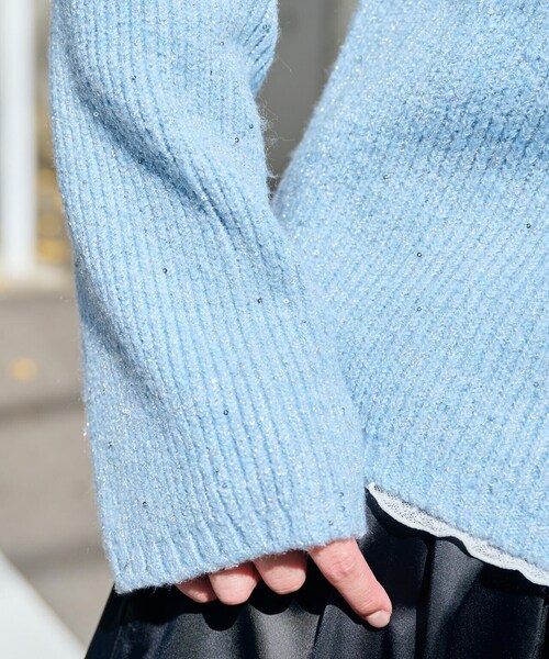 FREE'S MART（フリーズマート）の「◆スパンコールボートネックショート丈ニット（ニット/セーター・レディース・ホワイト/ブルー/グレー・FREE）」の6枚目の写真