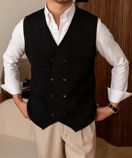 aimoha(アイモハ)の「aimoha men ダブルニットべスト(ベスト・メンズ・ブラウン/ベージュ・MEDIUM/X-LARGE/LARGE/XX-LARGE)」の6枚目の写真