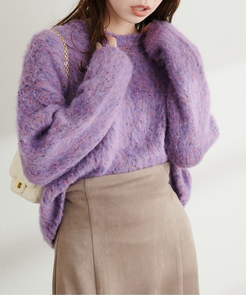 natural couture(ナチュラルクチュール)の「カラフルMIXネップニット(ニット/セーター・レディース・チャコールグレー/パープル/サックスブルー/アイボリー・FREE)」の13枚目の写真