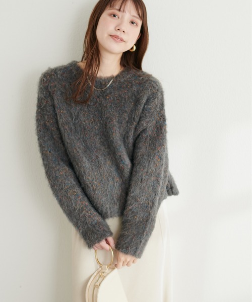 natural couture(ナチュラルクチュール)の「カラフルMIXネップニット(ニット/セーター・レディース・チャコールグレー/パープル/サックスブルー/アイボリー・FREE)」の6枚目の写真