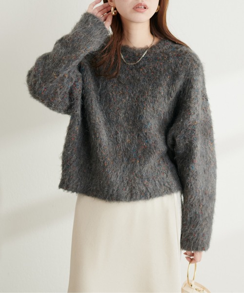 natural couture(ナチュラルクチュール)の「カラフルMIXネップニット(ニット/セーター・レディース・チャコールグレー/パープル/サックスブルー/アイボリー・FREE)」の11枚目の写真