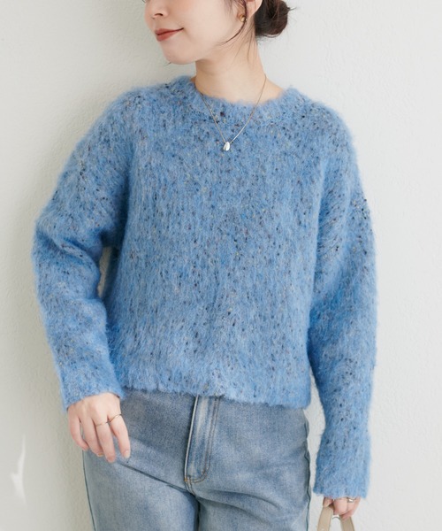 natural couture(ナチュラルクチュール)の「カラフルMIXネップニット(ニット/セーター・レディース・チャコールグレー/パープル/サックスブルー/アイボリー・FREE)」の12枚目の写真