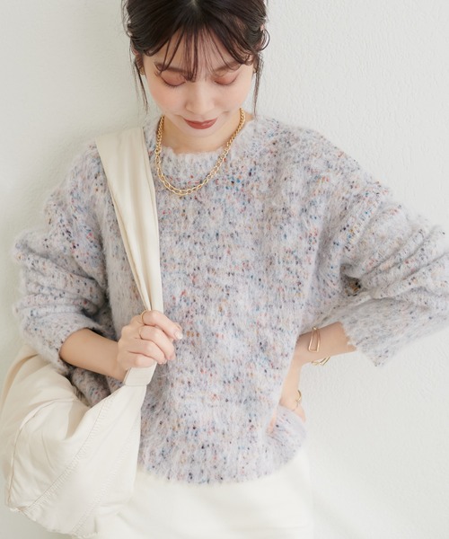 natural couture(ナチュラルクチュール)の「カラフルMIXネップニット(ニット/セーター・レディース・チャコールグレー/パープル/サックスブルー/アイボリー・FREE)」の20枚目の写真