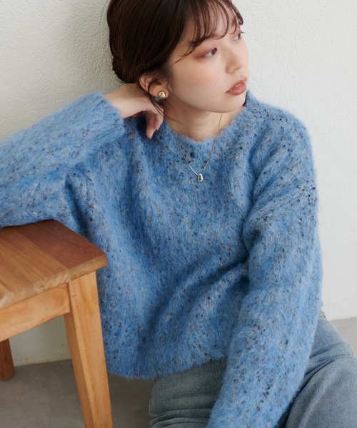 natural couture(ナチュラルクチュール)の「カラフルMIXネップニット(ニット/セーター・レディース・チャコールグレー/パープル/サックスブルー/アイボリー・FREE)」の22枚目の写真