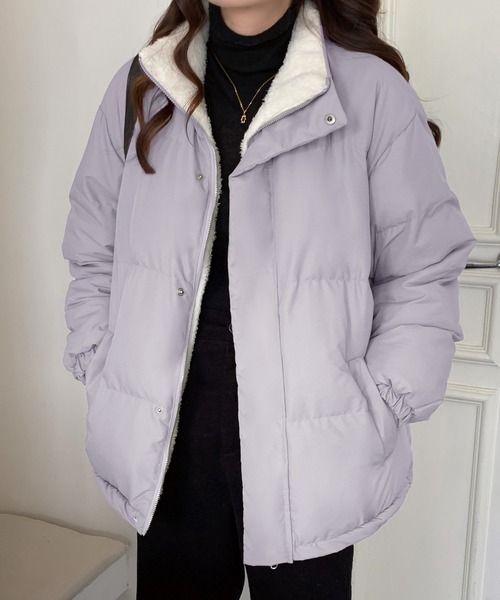 Doula Doula（ドゥーラドゥーラ）の「リバーシブル エコダウン＆ボアフリースジャケット（ダウンジャケット/コート・レディース・グレー/ベージュ/ホワイト/ブラック/パープル/ライトベージュ/ブルー・M/L）」の7枚目の写真