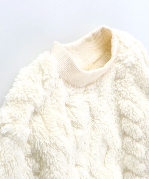 BRANSHES(ブランシェス)の「ケーブルボアワンピース(ワンピース・キッズ・ブラウン/アイボリー/ラベンダー・90/100/110/120/130/140/150)」の5枚目の写真