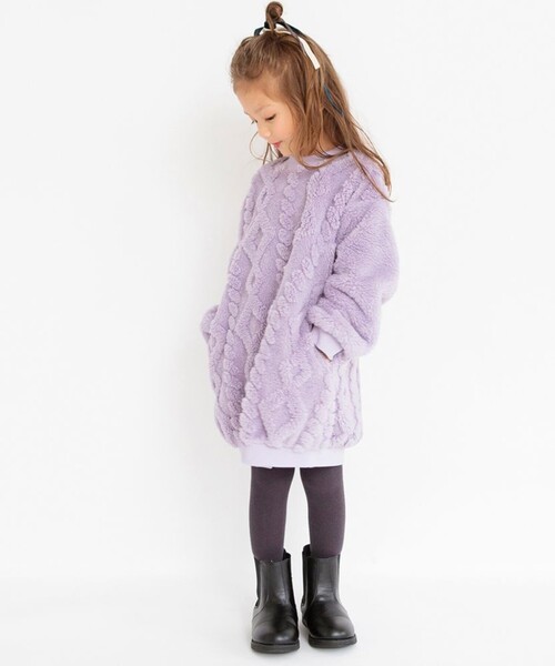 BRANSHES(ブランシェス)の「ケーブルボアワンピース(ワンピース・キッズ・ブラウン/アイボリー/ラベンダー・90/100/110/120/130/140/150)」の11枚目の写真