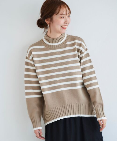 le.coeur blanc(ルクールブラン)の「ボーダーハイネックニットプルオーバー(ニット/セーター・レディース・ホワイト系その他2/ブラック系その他/ベージュ系その他2・38)」の3枚目の写真